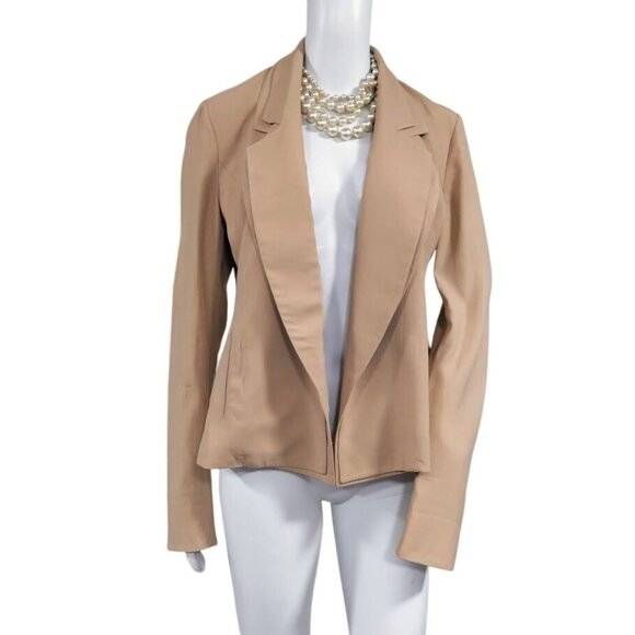 Tracy Reese Silk Long Sleeve Layered Office Business Career Blazer Tan Medium